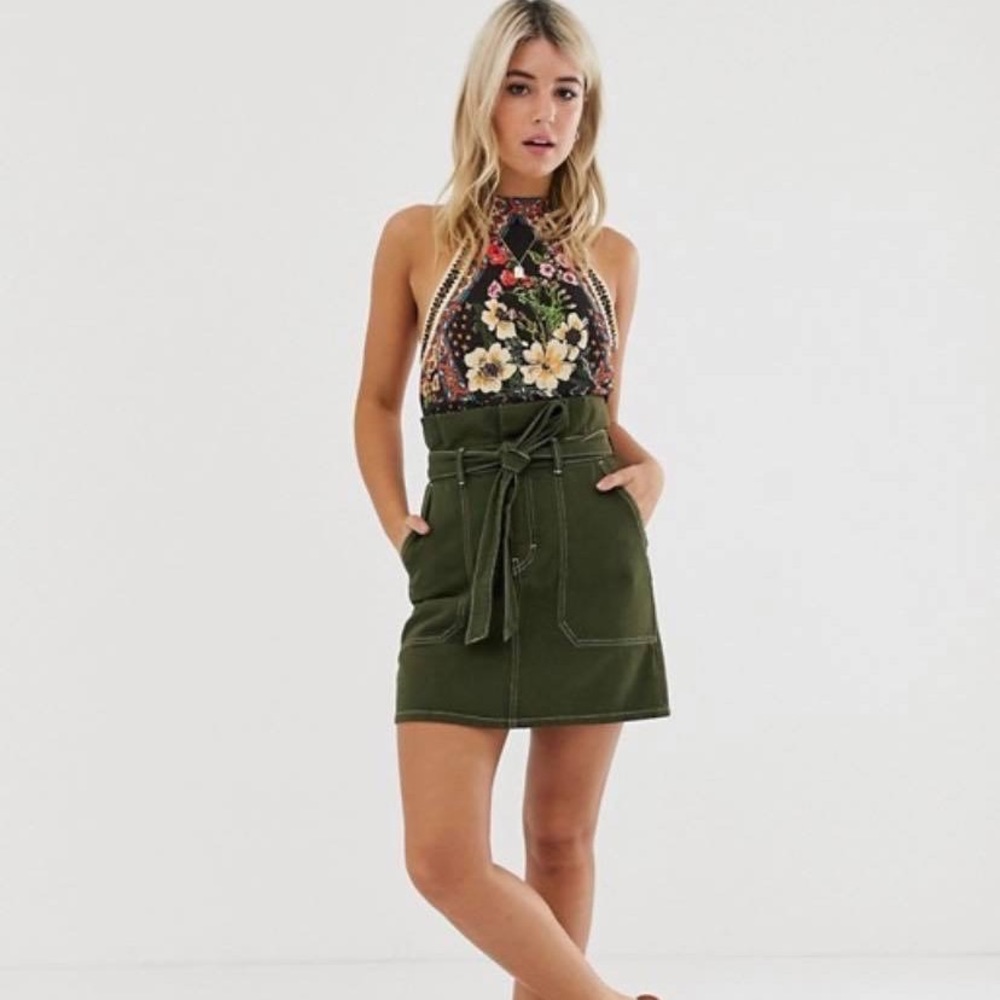 Free People Splendor In The Grass tie waist skirt